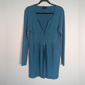 L Dialogue Teal Open Cardigan Cashmere Silk Blend